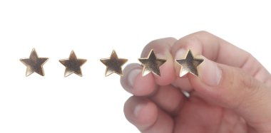İnsan eliyle yükselen beş yıldızda artış, değerlendirme sınıflandırma konseptini artırma