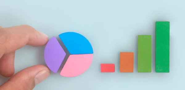 Business Connecting Piece Multi Colored Pie Chart Hand — Stock Photo, Image