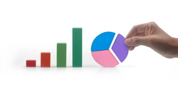 Business Connecting Piece Multi Colored Pie Chart Hand — Stock Photo, Image