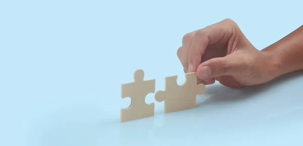 Connexion Puzzle Main Solutions Entreprise Succès Concept Stratégie — Photo