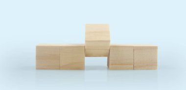 Ahşap küp şekil ve iş konseptine göre düzenlenir