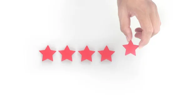 Rise Increasing Five Stars Human Hand Increase Rating Evaluation Classification — Stock Photo, Image