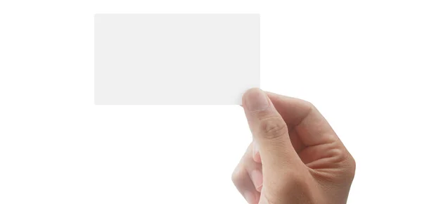 Κοντινό Πλάνο Του Χεριού Κρατώντας Εικονική Κάρτα Απομονωμένη Πιστωτική Κάρτα — Φωτογραφία Αρχείου