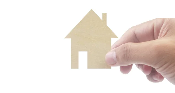 Mãos Segurando Casa Papel Casa Família Proteger Conceito Seguro — Fotografia de Stock