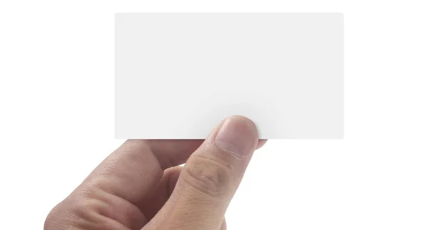 手拿着虚拟卡片的特写 信用卡在手隔离 — 图库照片