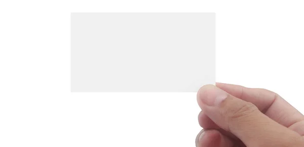 Close Van Hand Houden Virtuele Kaart Met Creditcard Hand Geïsoleerd — Stockfoto