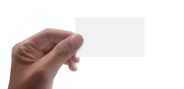 Крупним Планом Рука Тримає Віртуальну Картку Кредитна Картка Руці Ізольована — стокове фото