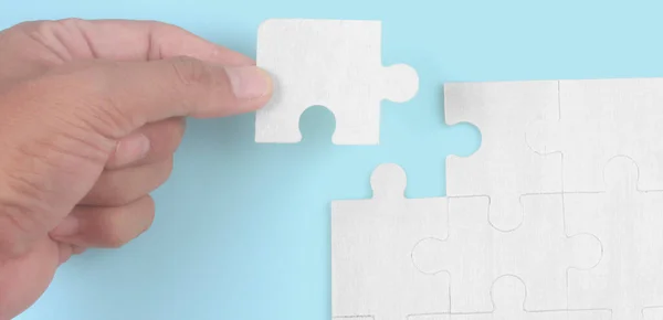 Connecting Jigsaw Puzzle Business Solutions Success Strategy Concept — Stock Photo, Image