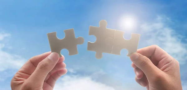 Connecting Jigsaw Puzzle Business Solutions Success — Stok fotoğraf