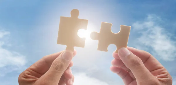 Connecting jigsaw puzzle. Business solutions success