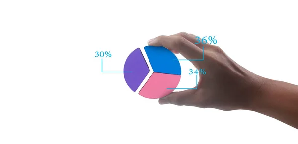 Business Connecting Piece Multi Colored Pie Wood Chart Hand — Stock Photo, Image