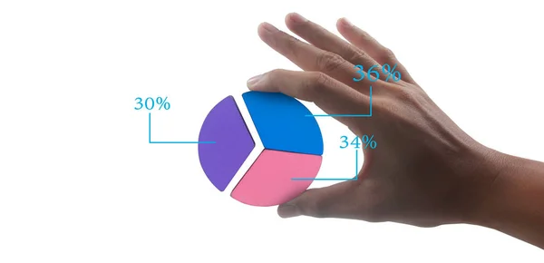 Business Anslutande Bit Flerfärgad Cirkel Trä Diagram Hand — Stockfoto