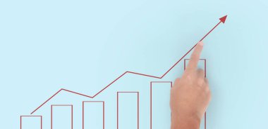 Finansal gösterge ve muhasebe piyasa analizi grafiklerinin el ele dokunması