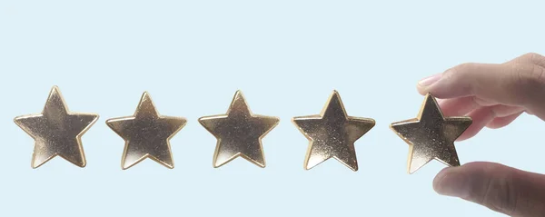 Nsan Eliyle Beş Yıldız Yükseldi Reytingler Arttı — Stok fotoğraf