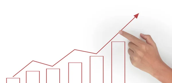 Hand Vidröra Diagram Över Finansiell Indikator Och Redovisning Marknadsekonomiska Analysdiagram — Stockfoto