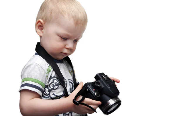 小男孩照片的相机 — 图库照片