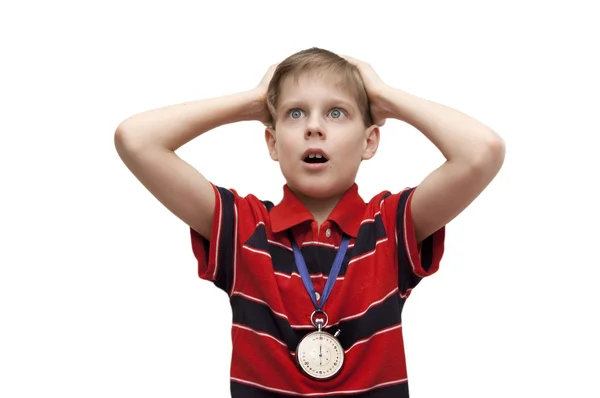 Child-trainer on a white background — Stock Photo, Image