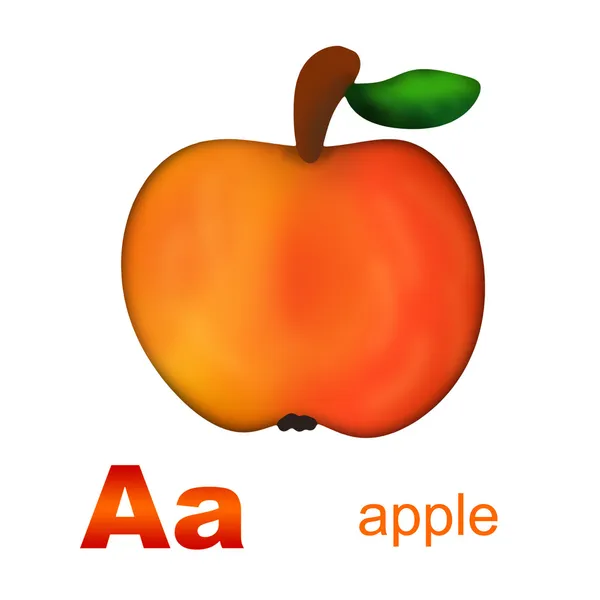Abeceda. písmena aa a jablko — Stock fotografie