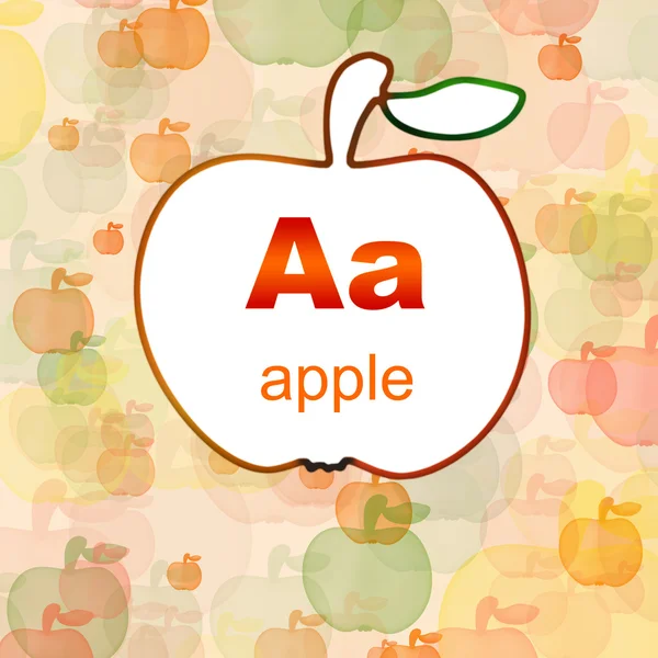 Abeceda. písmena aa a jablko — Stock fotografie
