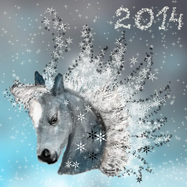 Cheval sur carte de Noël . — Photo