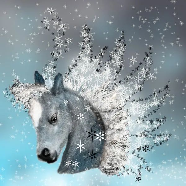 Кінь на різдвяній листівці . — стокове фото