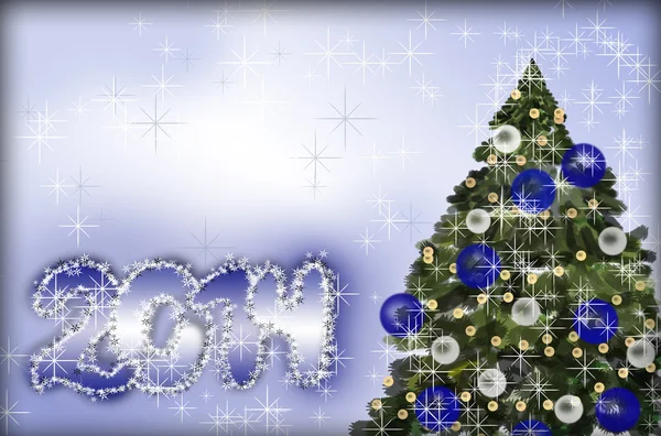 Vánoční přání s vánočními strom — Stock fotografie