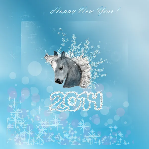 Horse on christmas card. — Stock Photo, Image