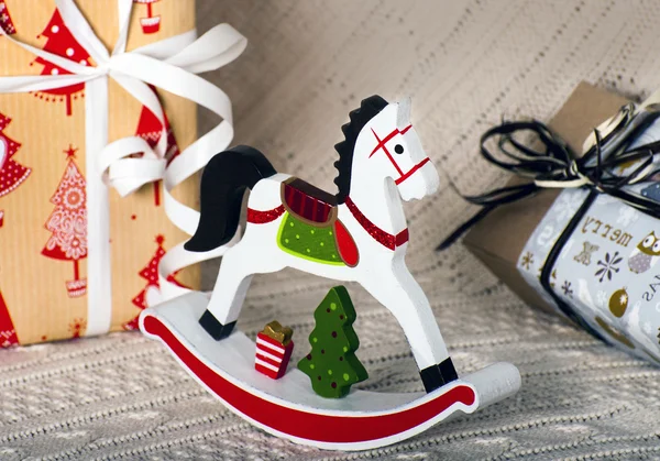 Navidad juguete caballo de madera — Foto de Stock