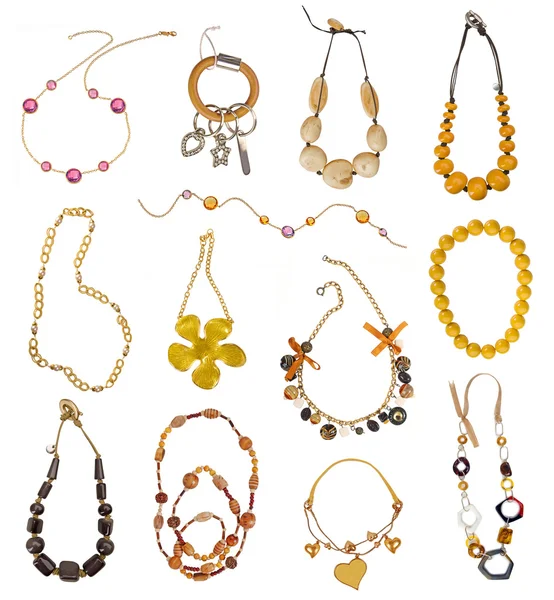 Kolekce zlaté náhrdelníky — Stock fotografie