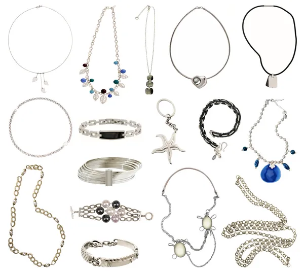 Collection of silver jewelery — Stock Photo, Image