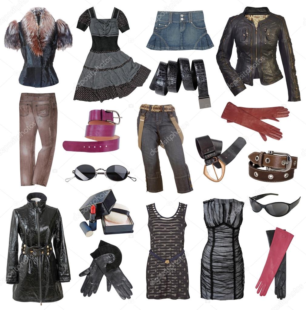 set of fashionable stylish clothes