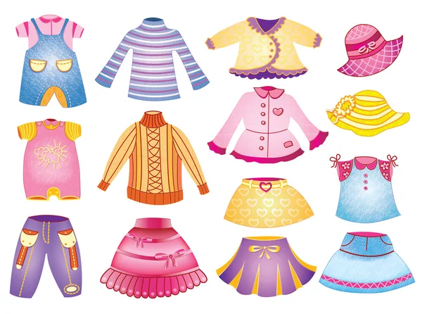Collection of children's clothing — Stock Vector