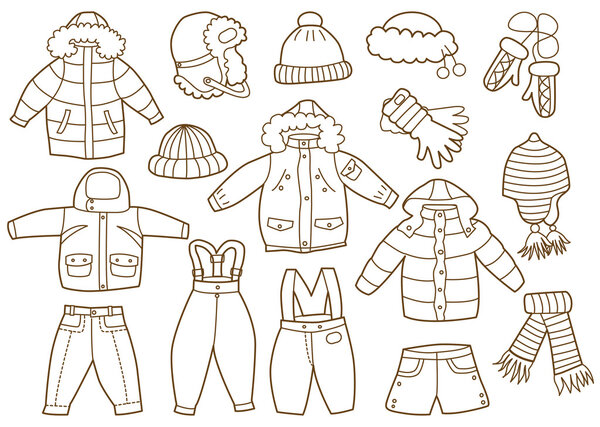 collection of winter children's clothing