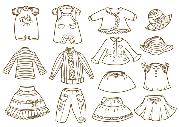 Collection of children's clothing — Stock Vector