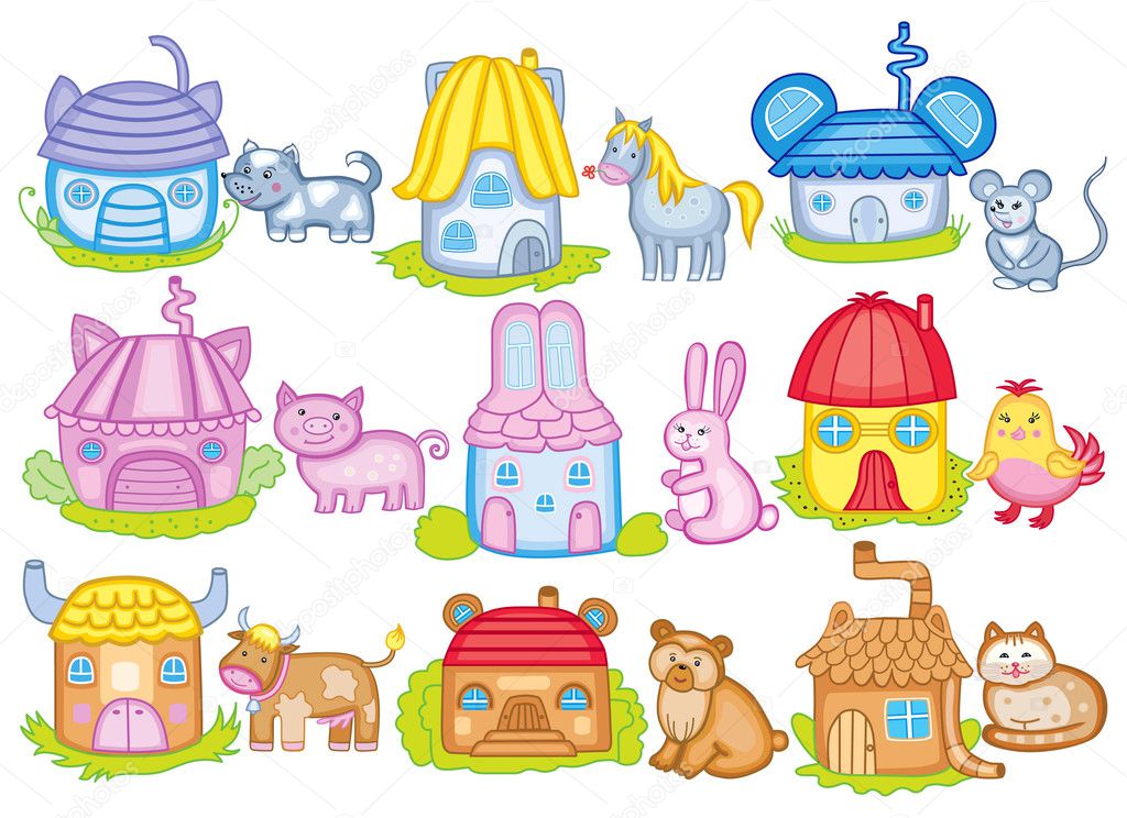 animal houses (vector illustration)