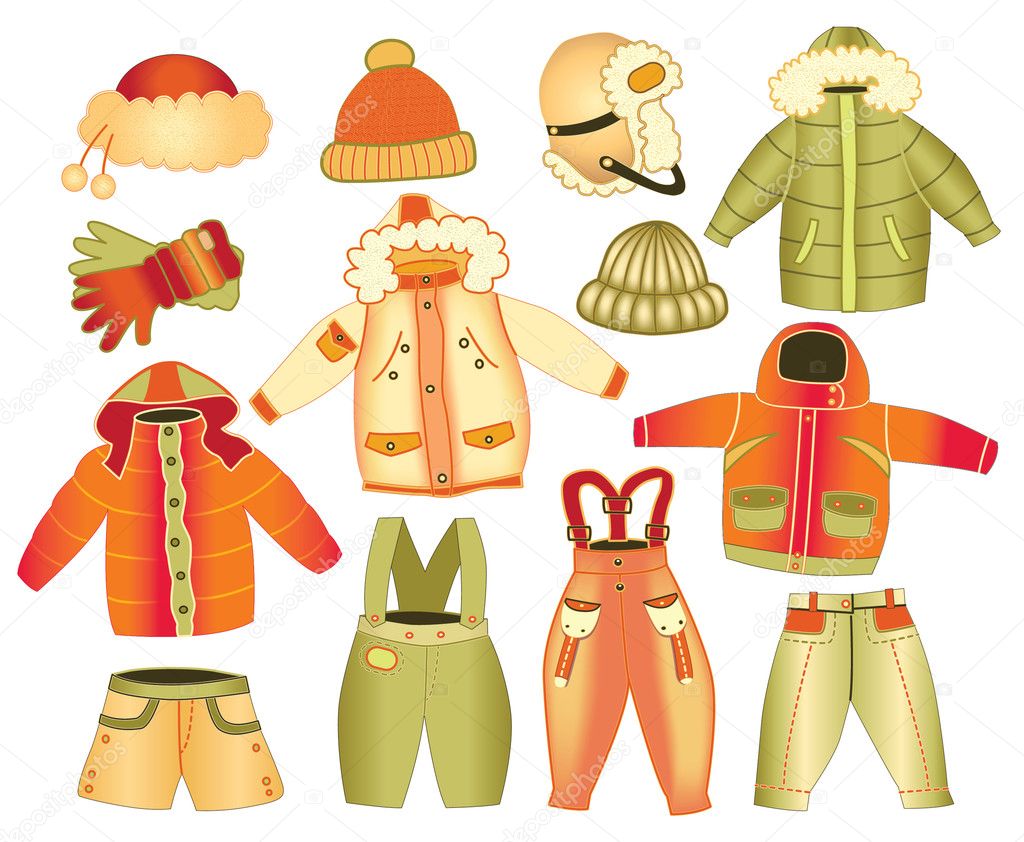 collection of winter children's clothing