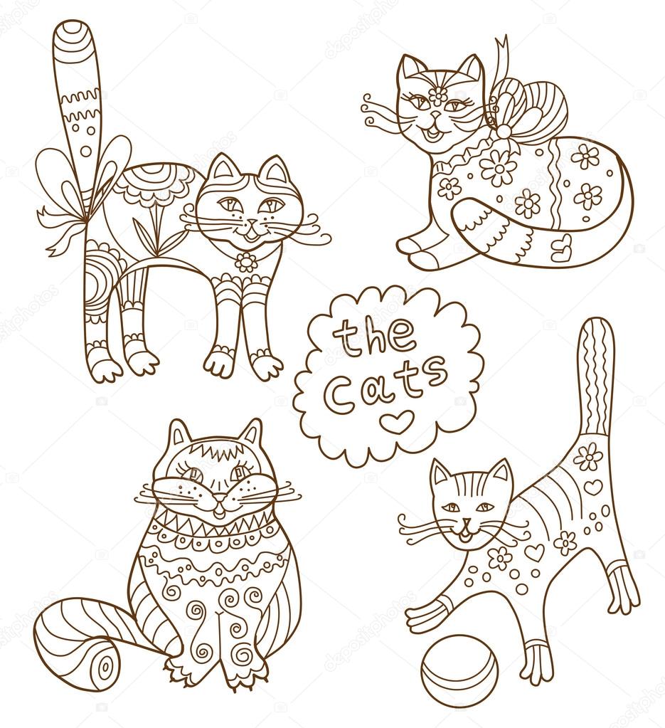 Greeting card with cats (coloring book)