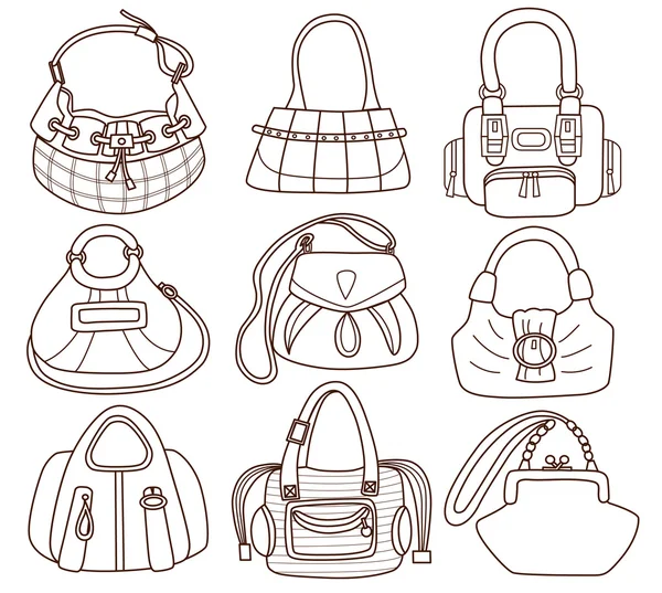 Colección de bolsos de moda de las mujeres (libro para colorear ) — Vector de stock