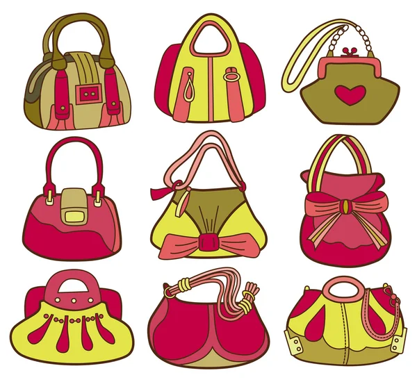 Raccolta di borse delle donne alla moda (illustrazione vettoriale ) — Vettoriale Stock
