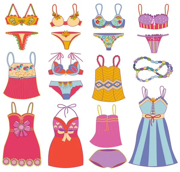 Collection of fashionable women's underwear (vector illustration — Stock Vector