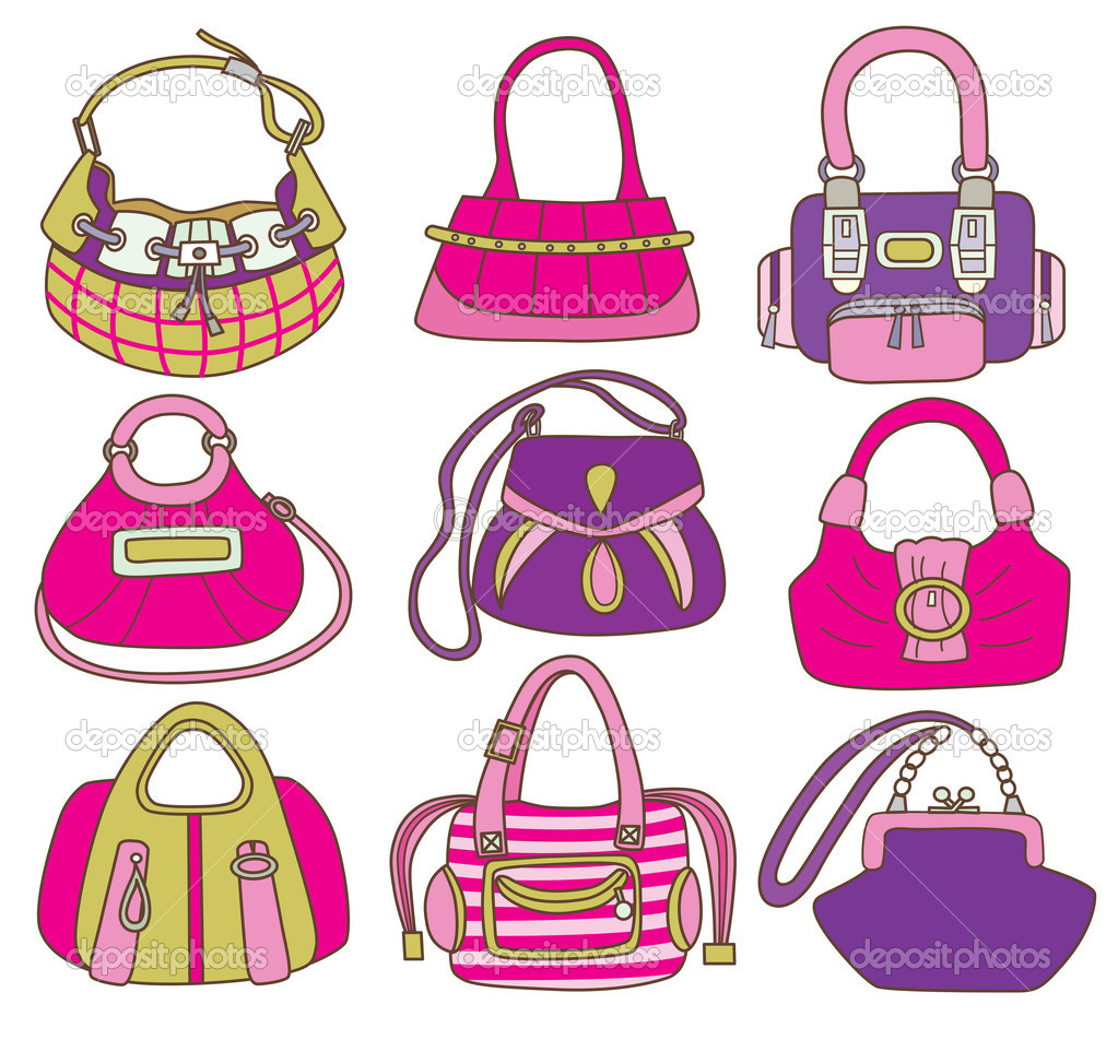 collection of fashionable women's bags (vector illustration)