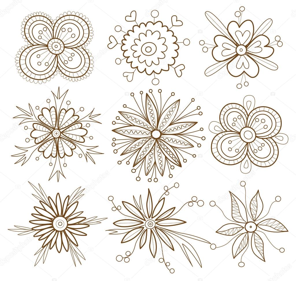 set of flowers (Coloring Book)