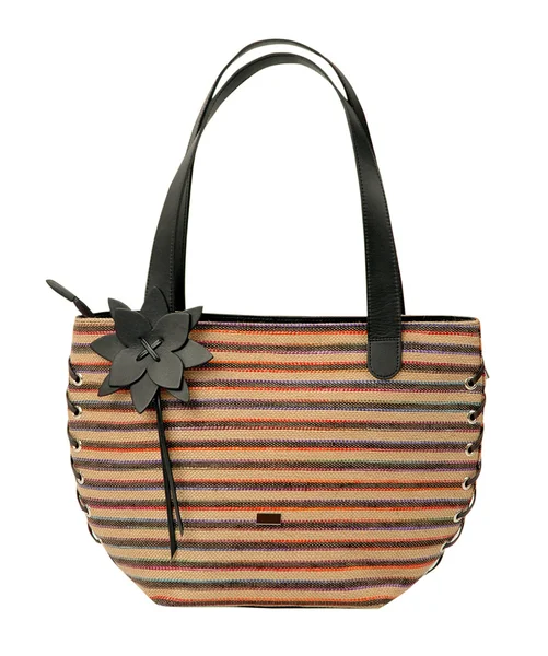 Yellow striped handbag — Stock Photo, Image