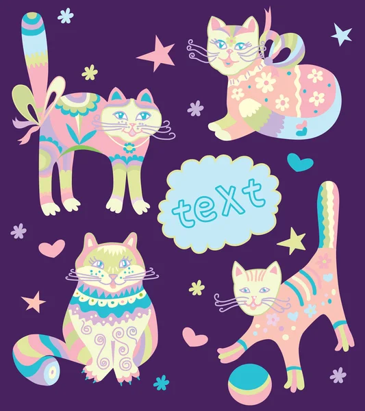与美的猫咪贺卡 — 图库矢量图片