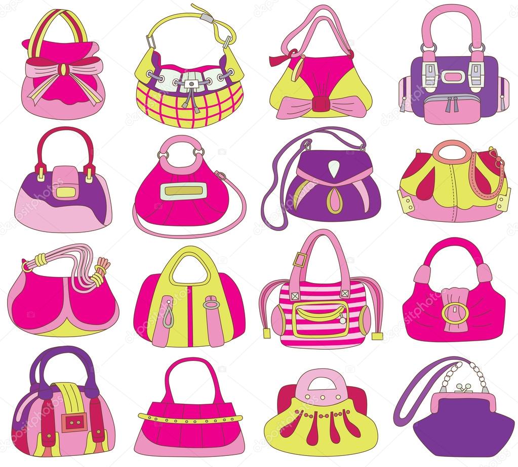 Collection of fashionable women's bags (vector illustration)