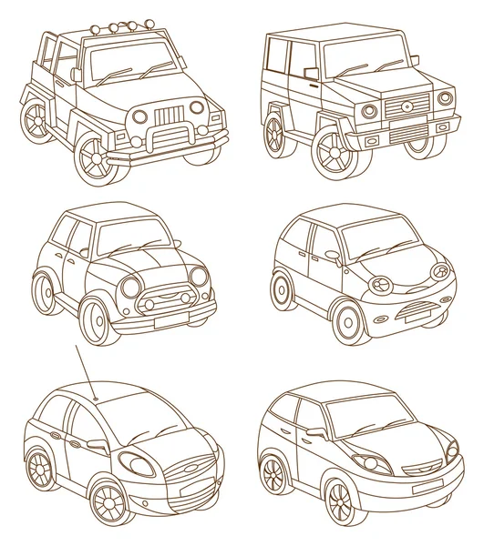 Set de mașini (carte de colorat ) — Vector de stoc