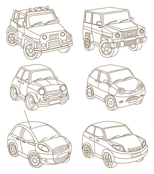 汽车 （着色书一套) — 图库矢量图片