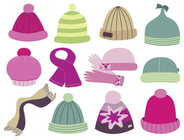 Collection of fashionable caps (vector illustration) — Stock Vector
