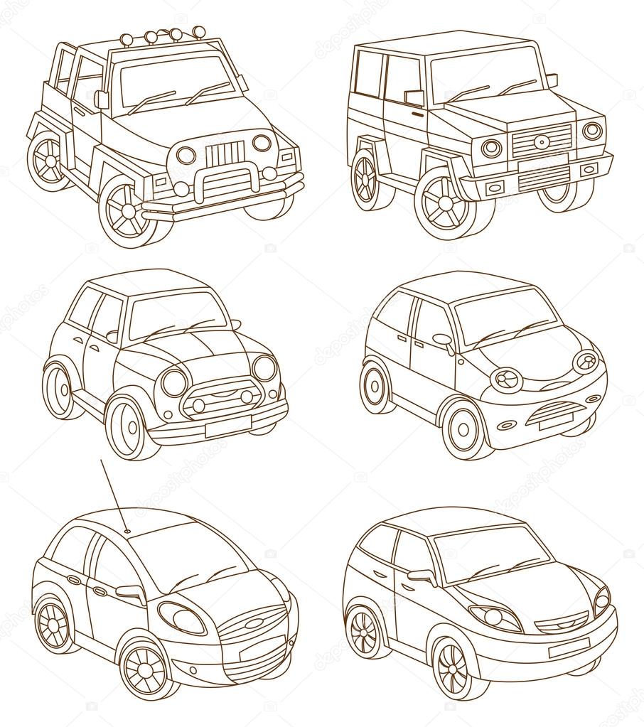 Download Set Of Cars Coloring Book Vector Image By C Evaletova Vector Stock 43234081