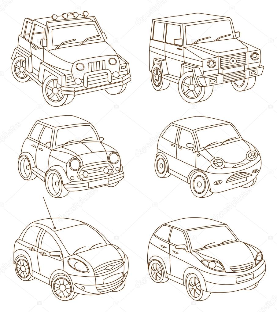 set of cars (coloring book)